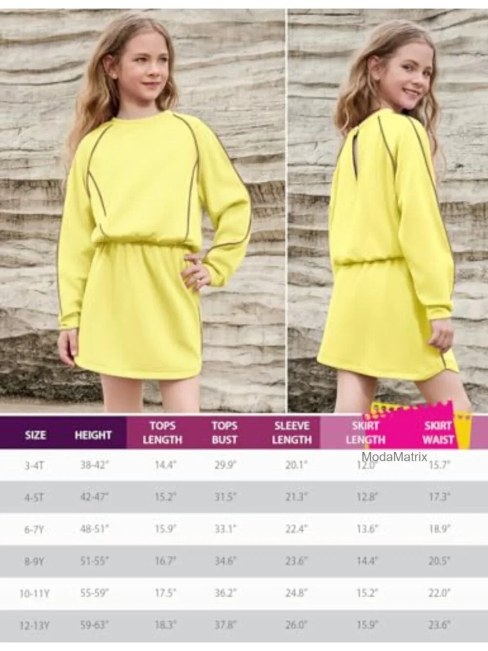 Girls 2-Piece Skirt Set Long Sleeve Crewneck Top with Skorts